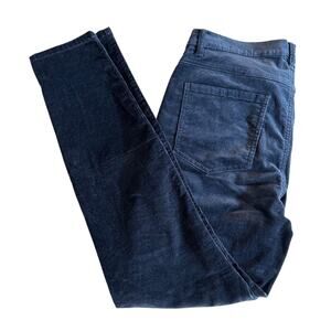 CAbi Dark Sapphire pants navy blue corduroy button fly skinny jeans Sz 8